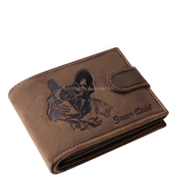 GreenDeed valódi bőr férfi pénztárca francia bulldog mintával