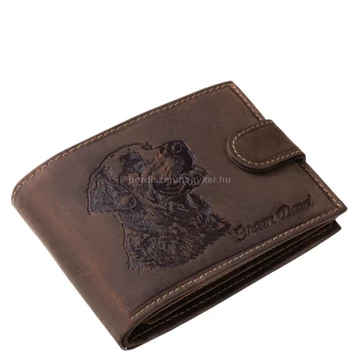GreenDeed valódi bőr férfi pénztárca golden retriever mintával